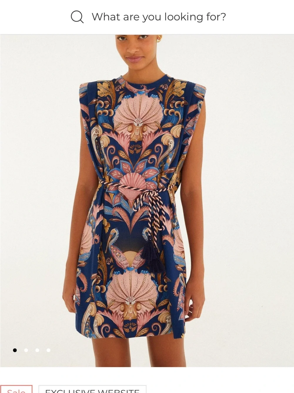 FARM Rio Navy Mini Dress with Pink and Gold Motif